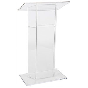 Workshop Series Acrylic Podium for Floor with Optional Shelf, Ships Assembled - Clear