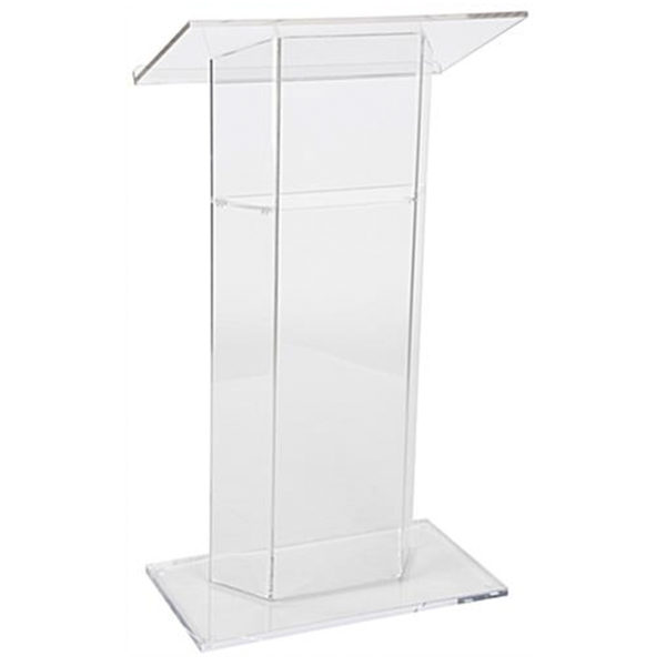 Workshop Series Acrylic Podium for Floor with Optional Shelf, Ships Assembled - Clear