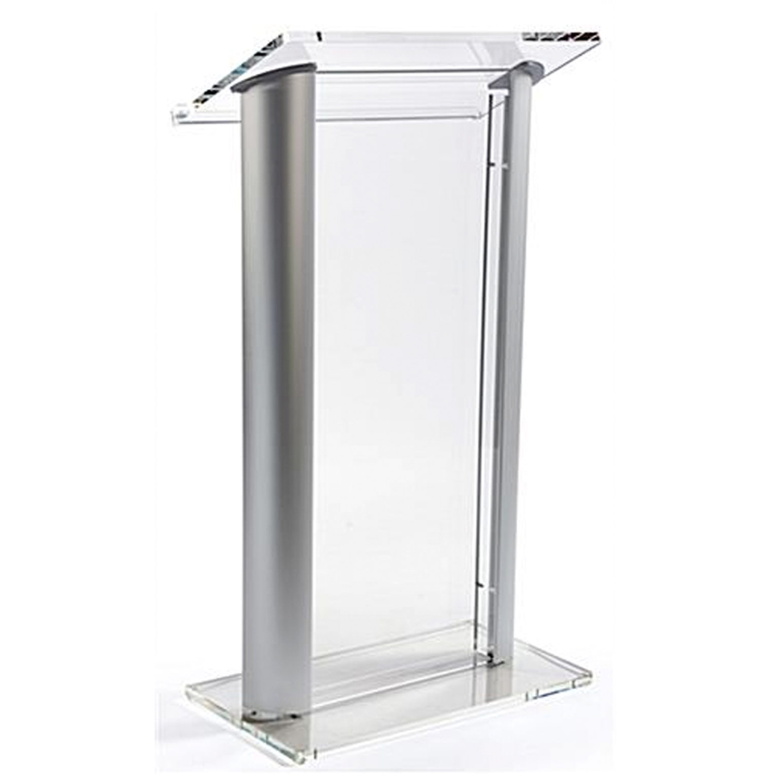 Workshop Series Acrylic Podium For Floor With Clear Surface & Silver ...