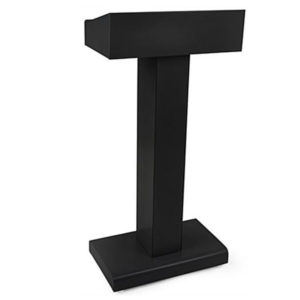 Metal Lectern for Floor, Pedestal Design with Open Storage, Steel - Black